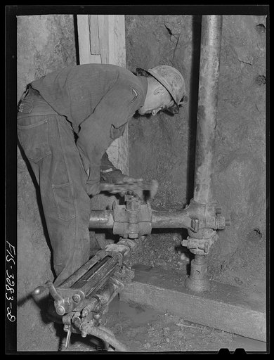 Kern County, California. Tungsten chief mine. Drilling for tungsten ore