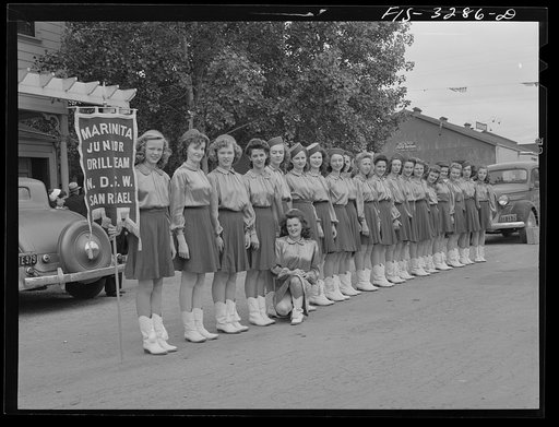 Novato, California. Drill team which participated in the parade at the Portuguese-American Festival of the Holy Ghost
