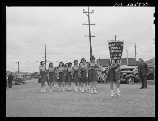 Drill team which participated in the parade of the Holy Ghost Festival of the Portuguese-Americans at Novato, California