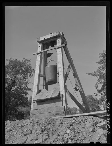 Kern County, California. Tungsten Chief Mine. Headframe of one of the shafts