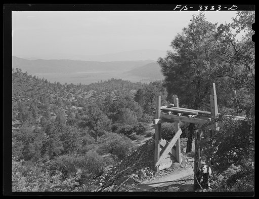 Kern County, California. Tungsten Chief Mine. Mountainous country around the ore loading platform