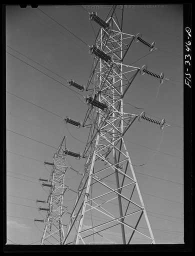 Watts Bar Dam, Tennessee. Tennessee Valley Authority (TVA). Transmission towers