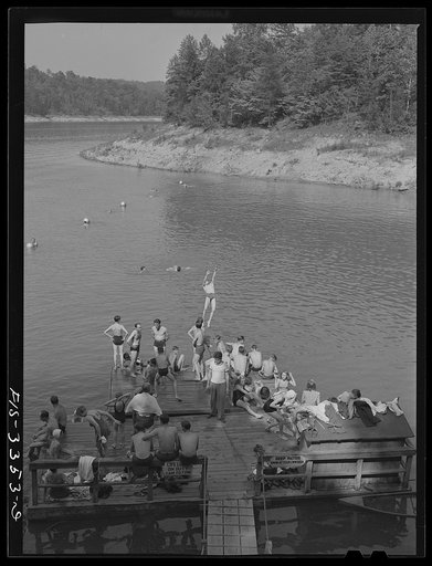 Norris Dam, Tennessee. Tennessee Valley Authority (TVA). Lake created by Norris Dam provides swimming facilities for people of Knoxville