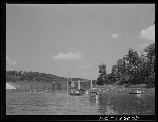 Untitled photo, possibly related to: Norris Dam, Tennessee. Tennessee Valley Authority (TVA). Motorboating on Norris Lake