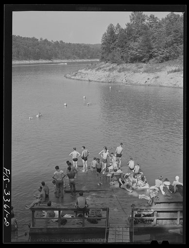 Untitled photo, possibly related to: Norris Dam, Tennessee. Tennessee Valley Authority (TVA). Lake created by Norris Dam provides swimming facilities for people of Knoxville