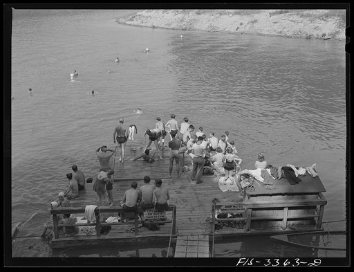 Untitled photo, possibly related to: Norris Dam, Tennessee. Tennessee Valley Authority (TVA). Lake created by Norris Dam provides swimming facilities for people of Knoxville