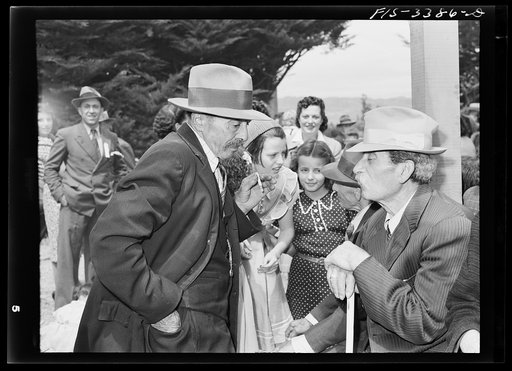 Portuguese-Americans visiting at the Festival of the Holy Ghost at Petaluma, California