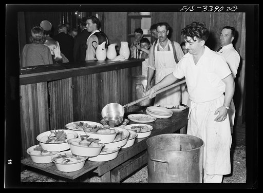Making the soupa for dinner at the Festival of the Holy Ghost, Novato, California. Soupa is one of the special dishes of the Portuguese-Americans and consists of spiced gravy poured over sliced bread with big sprigs of fresh mint