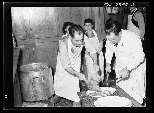 Preparing dinner at the Portuguese-American Festival of the Holy Ghost. Novato, California