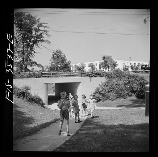 Greenbelt, Maryland. Federal housing project. Most street crossings are eliminated by underpasses so that children can safely go anywhere