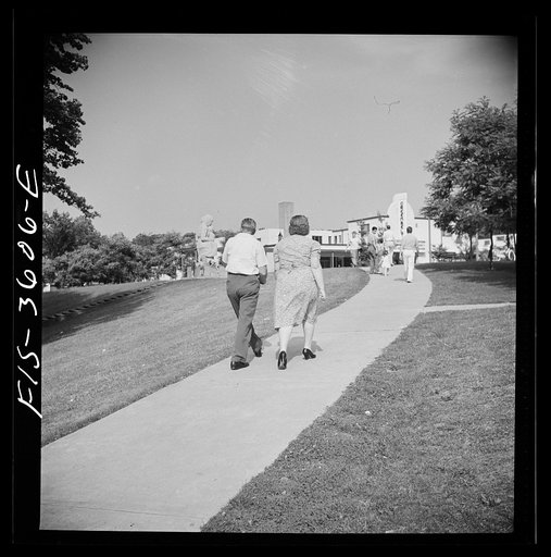 Untitled photo, possibly related to: Greenbelt, Maryland. Federal housing project. View of the shopping center showing the moving picture house