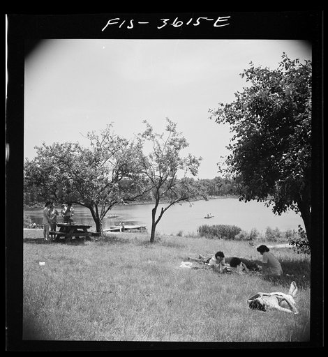 Greenbelt, Maryland. Picnicking beside the artificial lake