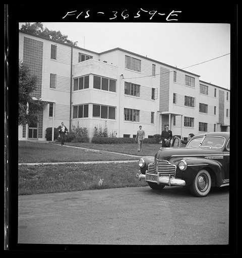 Untitled photo, possibly related to: Greenbelt, Maryland. Greenbelt men commute to Washington, alternately sharing each other's cars