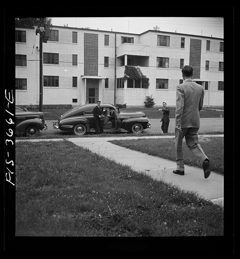 Untitled photo, possibly related to: Greenbelt, Maryland. Greenbelt men commute to Washington, alternately sharing each other's cars