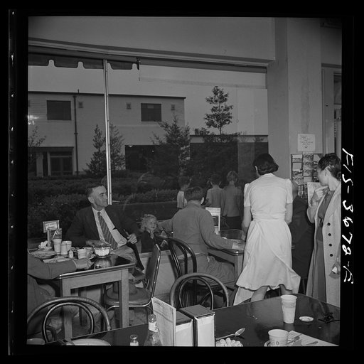 Untitled photo, possibly related to: Greenbelt, Maryland. A snack in the local drugstore, also a cooperative