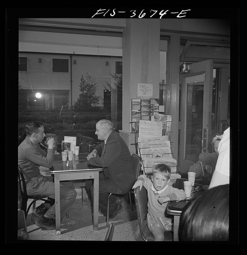 Untitled photo, possibly related to: Greenbelt, Maryland. A snack in the local drugstore, also a cooperative