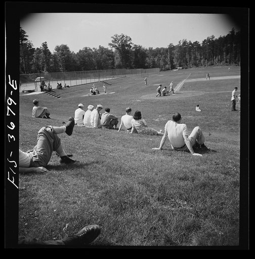 Untitled photo, possibly related to: Greenbelt, Maryland. Spectators at a Sunday baseball game