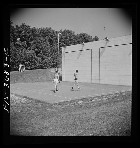 Untitled photo, possibly related to: Greenbelt, Maryland. Handball courts behind the swimming pool
