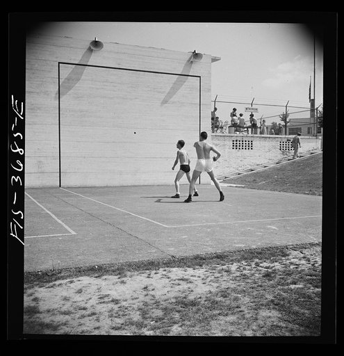 Untitled photo, possibly related to: Greenbelt, Maryland. Handball courts behind the swimming pool