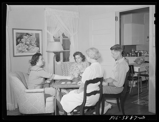 Sheffield, Alabama (Tennessee Valley Authority (TVA)). Mr. and Mrs. Hall play bridge with their neighbors
