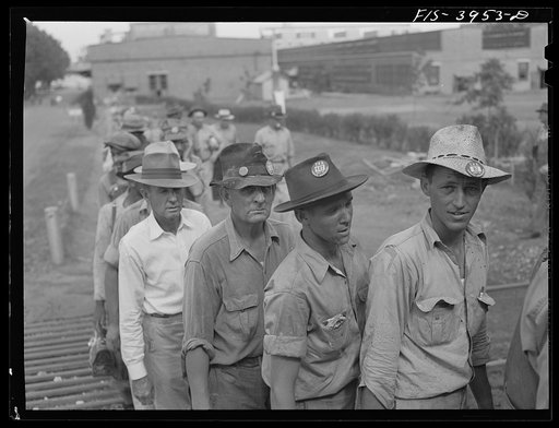 Wilson Dam, Alabama (Tennessee Valley Authority (TVA)). Workers checking out at end of shift at a chemical engineering plant