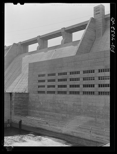 Untitled photo, possibly related to: Norris Dam, Tennessee (Tennessee Valley Authority (TVA)). Fishing at base of Norris Dam