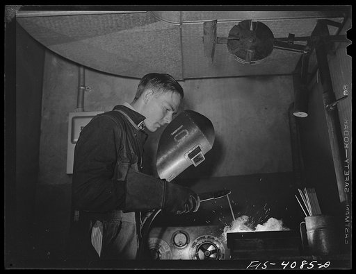 Untitled photo, possibly related to: Knoxville, Tennessee (Tennessee Valley Authority (TVA)). Welder who is training for war work at Stair Vocational High School