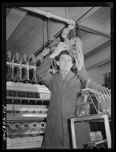Untitled photo, possibly related to: Knoxville, Tennessee (Tennessee Valley Authority (TVA)). Nitrogen determination apparatus in TVA research at University of Tennessee