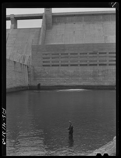 Norris Dam, Tennessee (Tennessee Valley Authority (TVA)). Fishing at base of Norris Dam