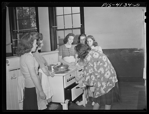 Untitled photo, possibly related to: Knox County, Tennessee (Tennessee Valley Authority (TVA)). Learning to use an electric iron at Farragut Agricultural School
