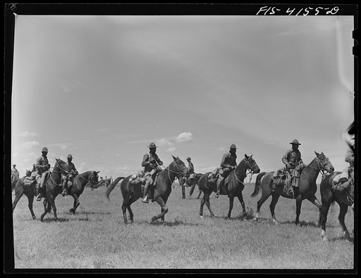 Untitled photo, possibly related to: Fort Riley, Kansas. During a field problem of the cavalry
