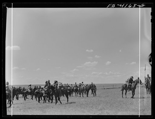 Untitled photo, possibly related to: Fort Riley, Kansas. During a field problem of the cavalry
