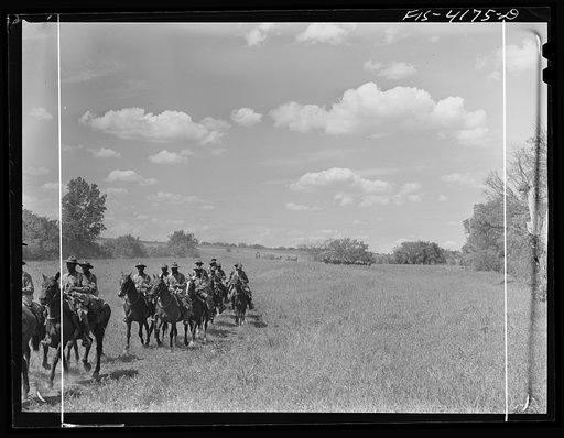 Untitled photo, possibly related to: Fort Riley, Kansas. During a field problem of the cavalry