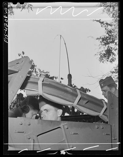 Fort Riley, Kansas. Scout car attached to a Signal Corps unit on a field problem