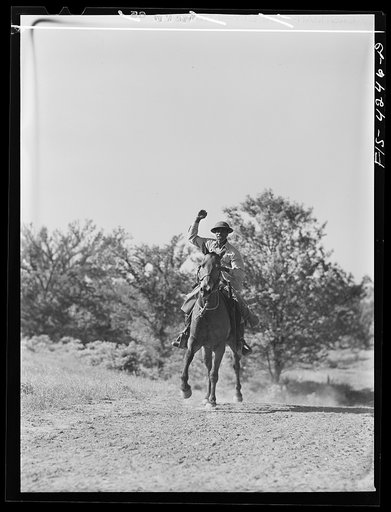 Untitled photo, possibly related to: Fort Riley, Kansas. During a field problem of the cavalry