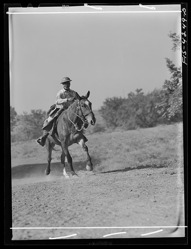 Untitled photo, possibly related to: Fort Riley, Kansas. During a field problem of the cavalry