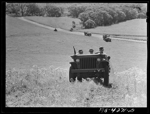 Fort Riley, Kansas. During a field problem of a mechanized cavalry reconnaissance unit