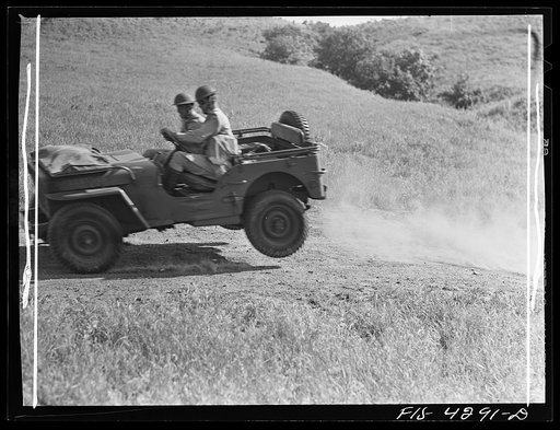 Untitled photo, possibly related to: Fort Riley, Kansas. During a field problem of a mechanized cavalry reconnaissance unit