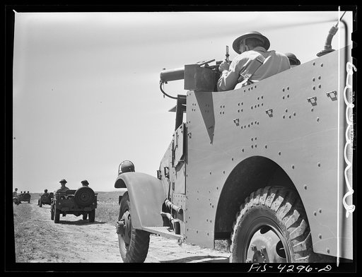 Fort Riley, Kansas. During a field problem of a mechanized cavalry reconnaissance unit