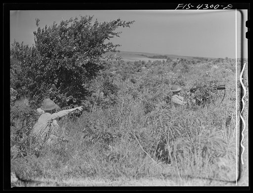 Fort Riley, Kansas. Giving the order to fire during a sham battle of the cavalry