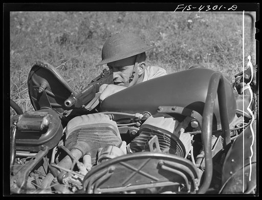 Fort Riley, Kansas. During a field problem of a mechanized cavalry reconnaissance unit