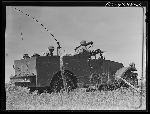 Fort Riley, Kansas. During a field problem of a mechanized cavalry reconnaissance unit