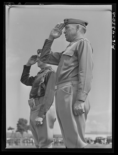 Untitled photo, possibly related to: Camp Funston, Kansas. General Millikan reviewing his troops