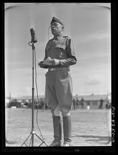 Camp Funston, Kansas. General Millikan addressing his troops during a review