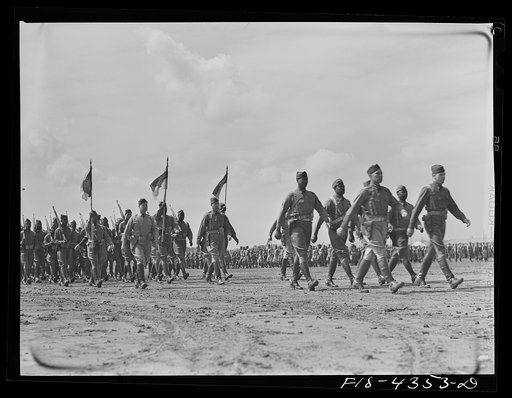 Camp Funston, Kansas. Dismounted review for General Millikan
