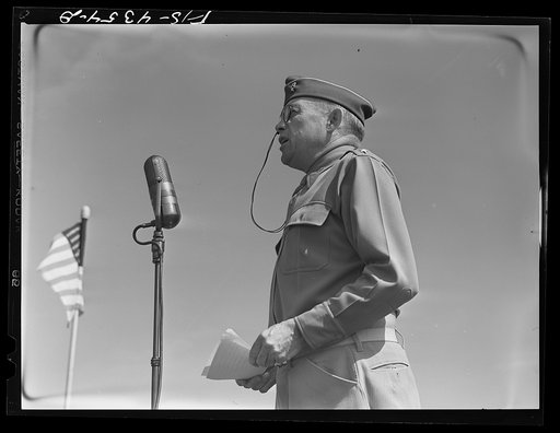 Camp Funston, Kansas. General Millikan addressing his troops during a review
