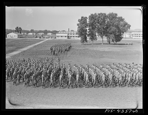 Camp Funston, Kansas. Dismounted review for General Millikan