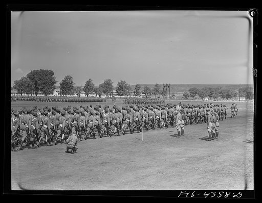 Camp Funston, Kansas. Dismounted review for General Millikan