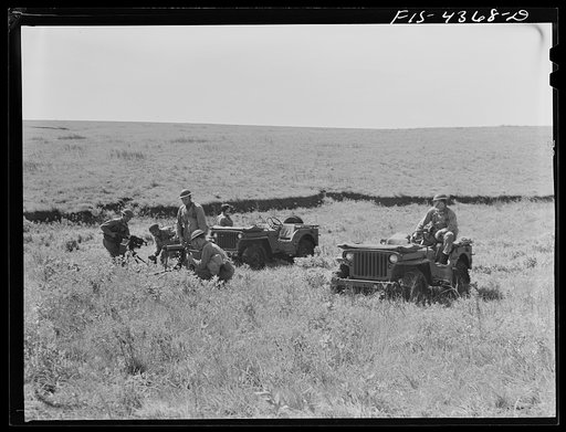 Fort Riley, Kansas. During a field problem of a mechanized cavalry reconnaissance unit