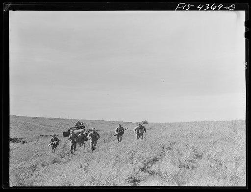 Fort Riley, Kansas. During a field problem of a mechanized cavalry unit